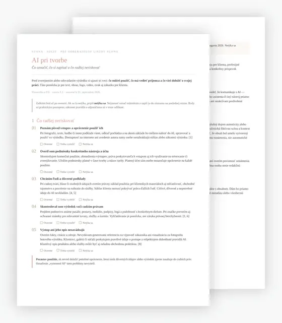 Checklist AI pri tvorbe